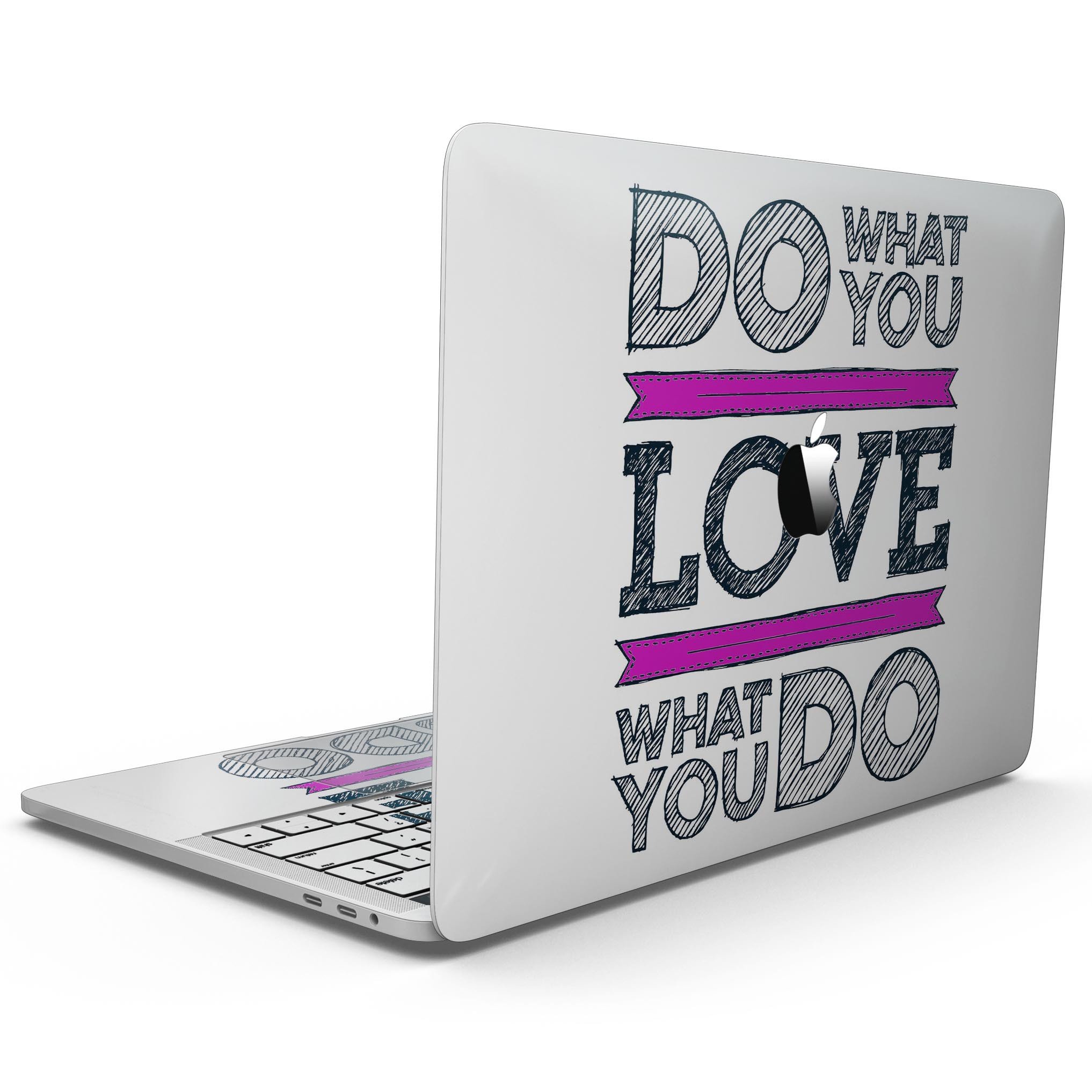 Do What You Love What You Do Pink V2 skin for MacBook Pro with Touch Bar, showcasing vibrant design and premium vinyl material.